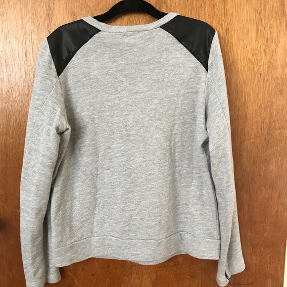 Splendid Heather Grey Faux Leather Trim Sweatshirt - Picture 2 of 4
